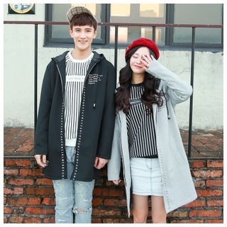 Simpair Matching Couple Lettering Hooded Zip Jacket