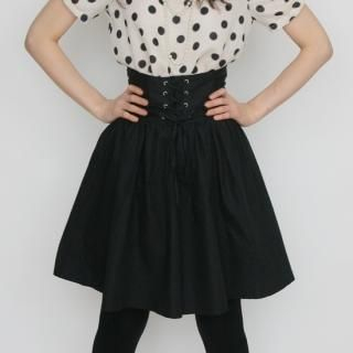 Tied High-Waist A-Line Skirt
