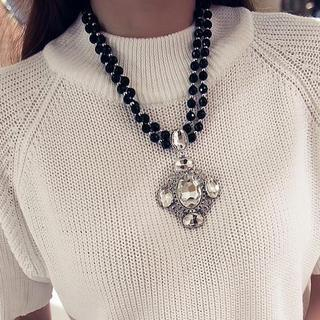 Ticoo Crystal & Bead Necklace