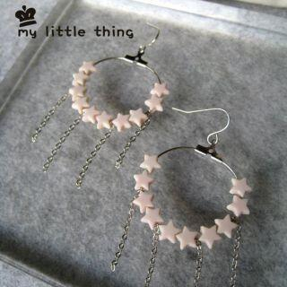 MyLittleThing Cute Stars Circle Earrings (Pink)
