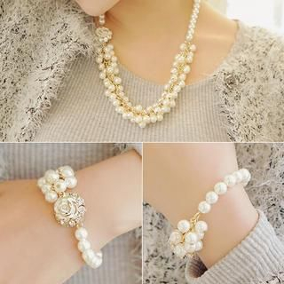 soo n soo Set: Faux-Pearl Necklace + Faux-Pearl Bracelet