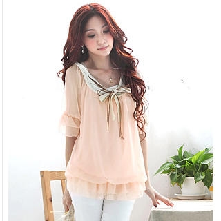 "Bow" Drop-Waist Chiffon Top