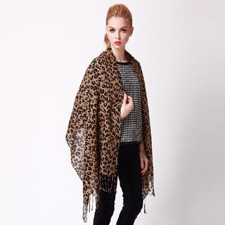 RGLT Scarves Leopard Print Wool Scarf