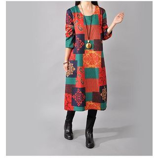 GLIT Long-Sleeve Color Block Dress