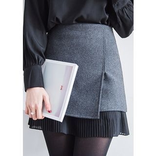 Chlo.D.Manon Pleat-Hem Wool Blend Mini Skirt