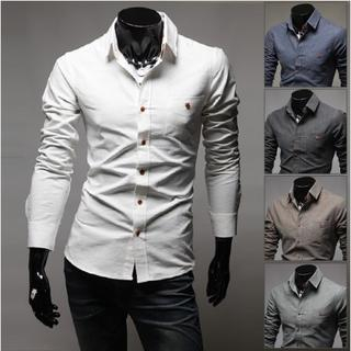 WIZIKOREA Belted Collar Long-Sleeve Shirt