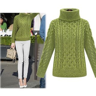 Sugar Town Turtleneck Cable Knit Sweater