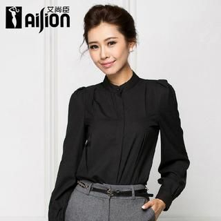 Aision Stand-Collar Long-Sleeve Shirt