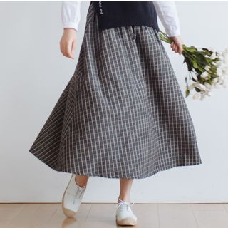 Forest Girl Check A Line Maxi Skirt
