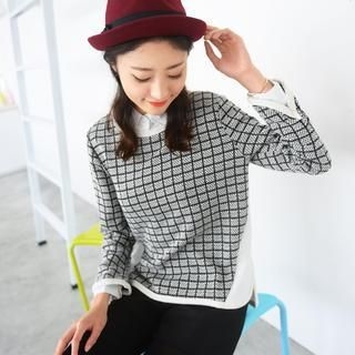 59 Seconds Long-Sleeved Check Top
