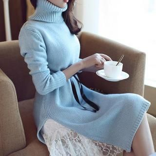 anzoveve Set: Sleeveless Lace Dress + Knit Dress