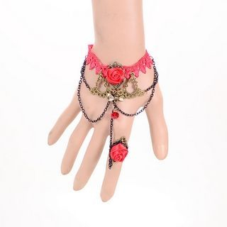 LENNI Flower-Accent Chain Bracelet with Ring
