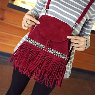 ALIN Faux-Suede Fringed Backpack