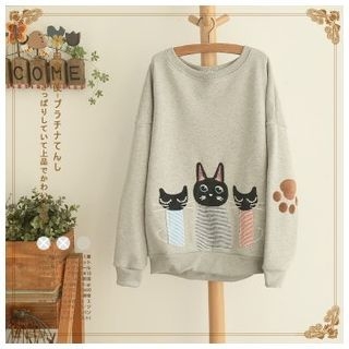 Angel Love Cat Appliqu  Pullover