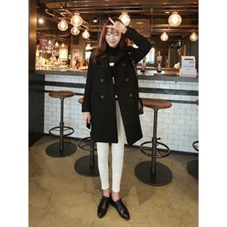 hellopeco Notched-Lapel Double-Breasted Coat