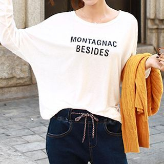Ranee Dolman-Sleeve Lettering Long T-Shirt