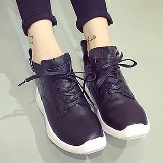 MXBoots Faux Snake Leather Panel Sneakers