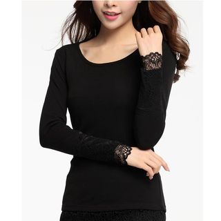 Oaksa Lace Panel Long-Sleeve Top