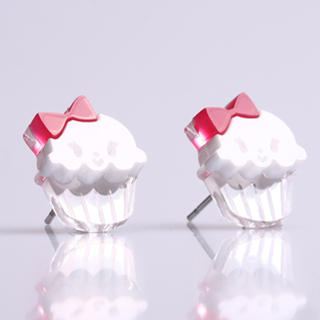 Sweet & Co. Miss Cupcake White Stud Silver Earrings