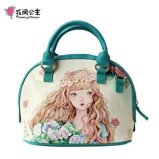 Flower Princess Portrait Tote Green - One Size