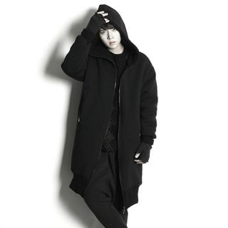 Rememberclick Fleece-Lined Hooded Long Jacket