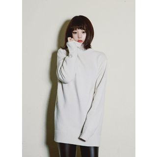 COII Turtle-Neck Wool Blend Long Knit Top