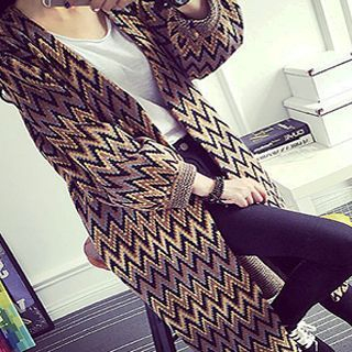 Fashion Street Zigzag Woolen Long Jacket
