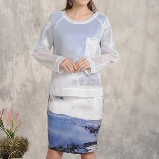 Sayumi Set: Floral Print Dress + Long-Sleeve Top