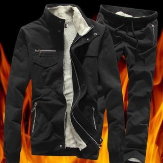 Bay Go Mall Set: Fleece-lined Jacket + Sweatpants