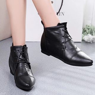Monde Lace-Up Hidden Wedge Ankle Boots
