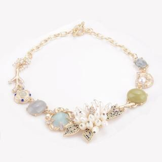 Best Jewellery Rhinestone Beaded Flower Necklace