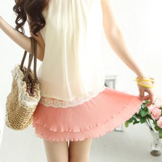 Tokyo Fashion Lace-Up Layered Pleated Skort