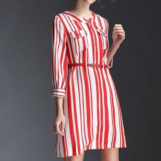 Kotiro Striped 3/4-Sleeve Dress
