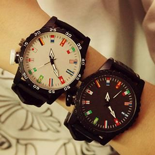InShop Watches Flag-Printed Silicon Strap Watch