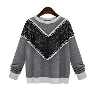 AGA Lace Panel Knit Top