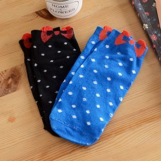 59 Seconds Set of 2: Polka-Dot Bow Print Socks