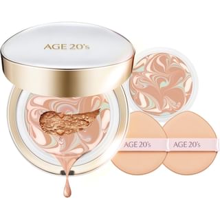 Age20's - Signature Essence Cover Pact Long Stay Set - 3 Colors #21 Light Beige