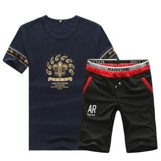 Alvicio Set: Print T-Shirt + Casual Shorts