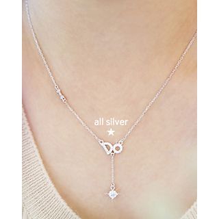 Miss21 Korea Lettering Rhinestone-Drop Necklace