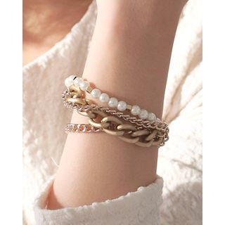 Miss21 Korea Faux-Pearl Multi-Chain Bracelet