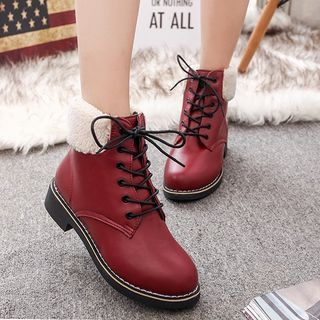 Wello Fleece Lace Up Short Boots