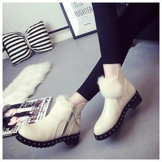 Yoflap Furry Fleece-lined Studded Short Boots