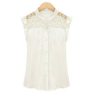 Eloqueen Ruffle Lace-Panel Blouse