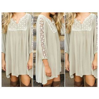 Aquello Lace Trim Chiffon Tunic