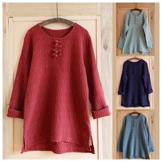 Rosadame Chinese Knot Buttoned Long-Sleeve Top