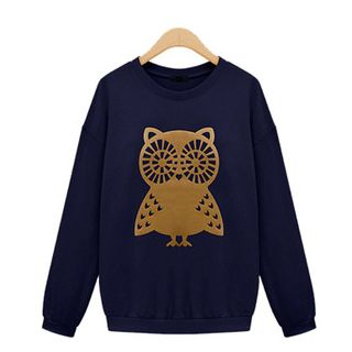 YIJINGMEI Owl Printed Pullover