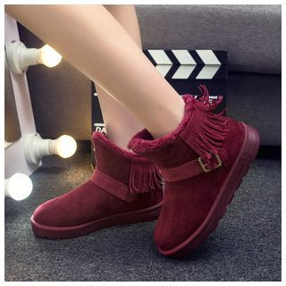 EUNICE Faux-Suede Fringed Snow Boots