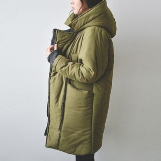 JUSTONE Hooded Diagonal-Zip Puffer Coat