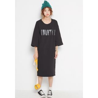 HotBlock 3/4-Sleeve Lettering Dress