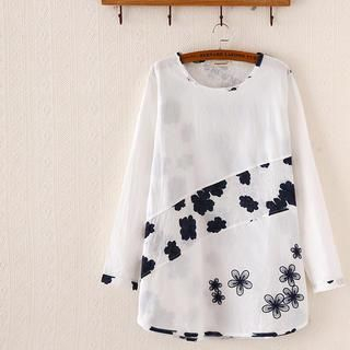 P.E.I. Girl Long Sleeved Floral Panel Top